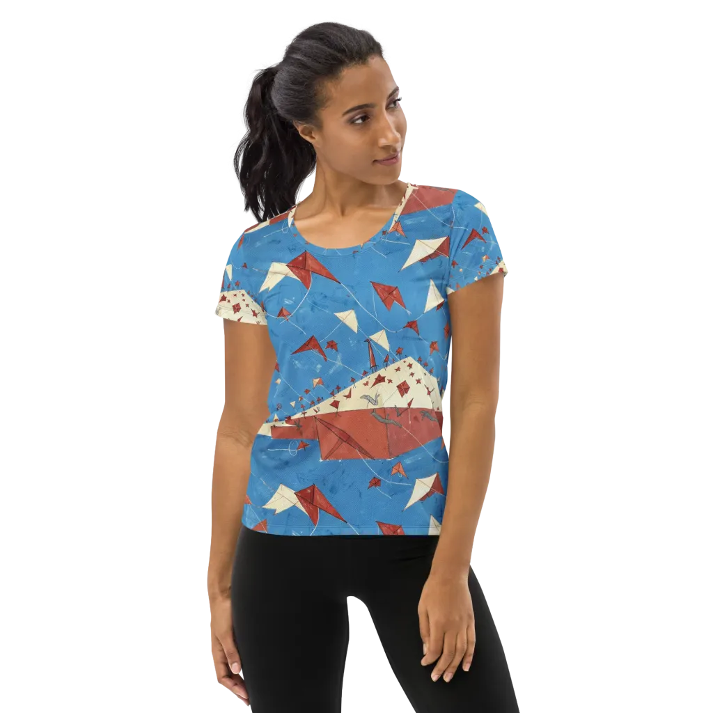Kite Harbor on Women's Athletic T-Shirt — Front