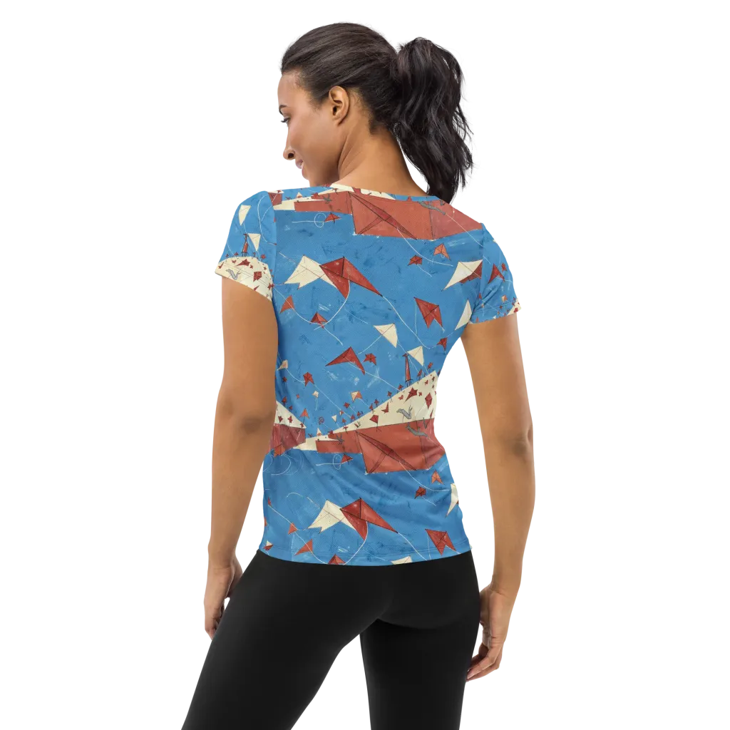 Kite Harbor on Women's Athletic T-Shirt — Back