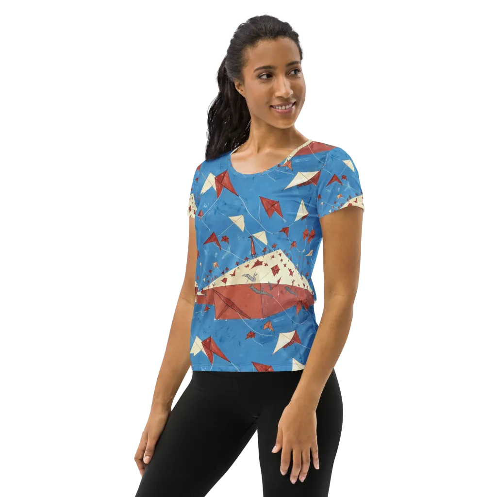 Kite Harbor on Women's Athletic T-Shirt — Left