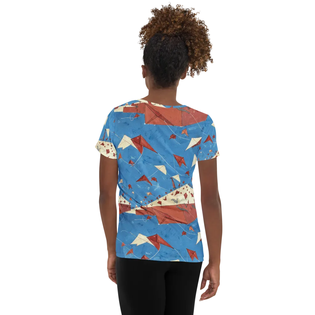 Kite Harbor on Women's Athletic T-Shirt — Back