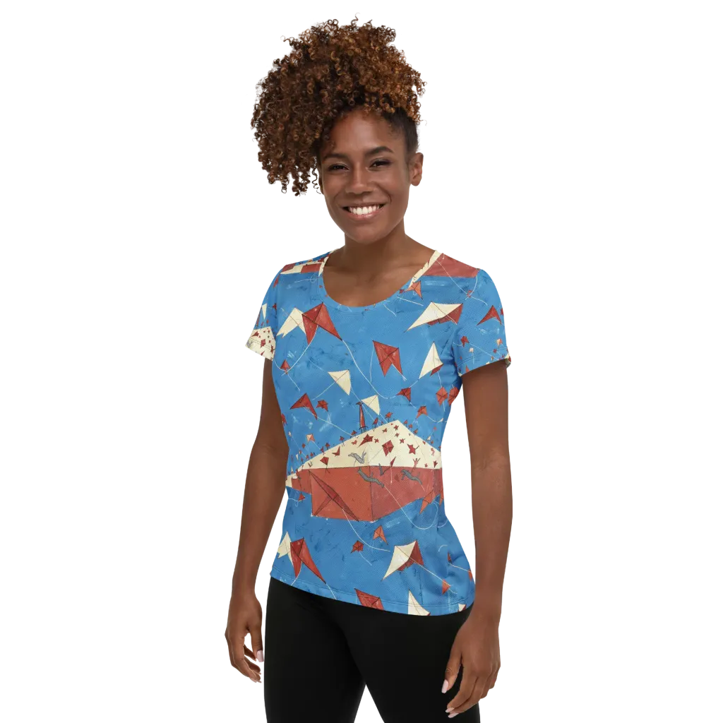Kite Harbor on Women's Athletic T-Shirt — Left