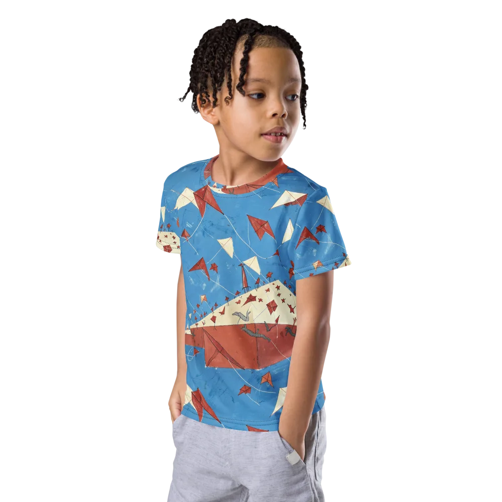 Kite Harbor on Kids Crew Neck T-Shirt — Left Front
