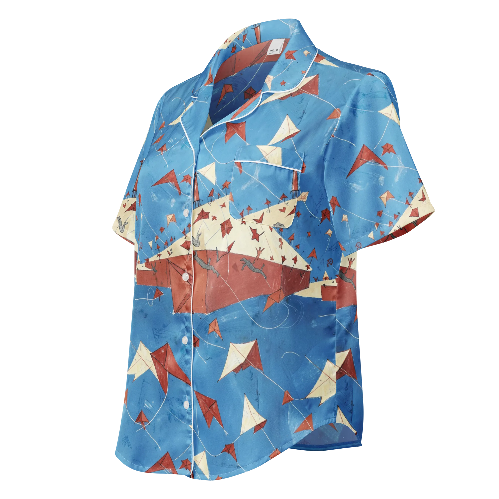 Kite Harbor on Women's Short Sleeve Pajama Top — Left Front