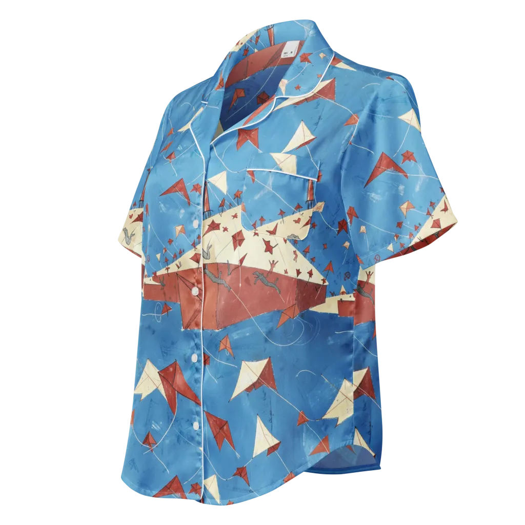 Kite Harbor on Women's Short Sleeve Pajama Top — Left Front
