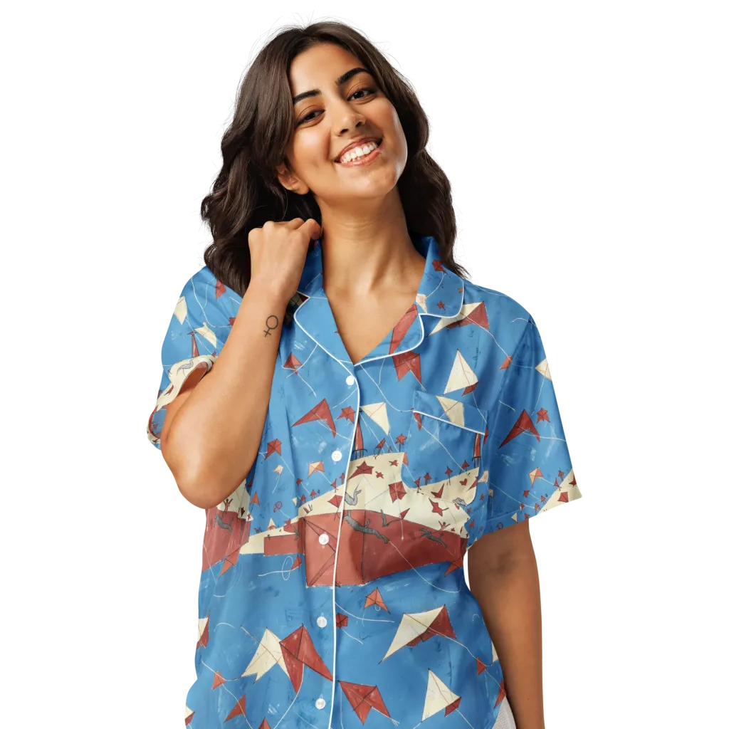 Kite Harbor on Women's Short Sleeve Pajama Top — Front
