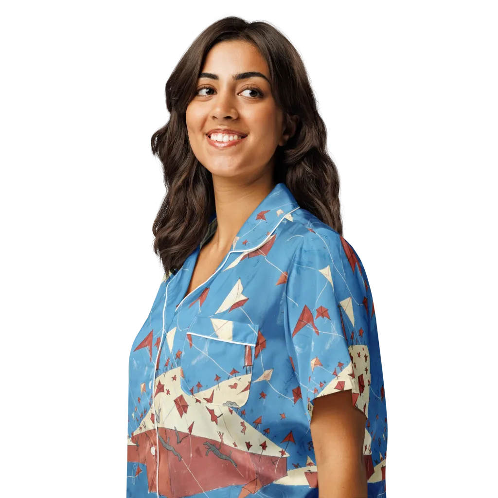 Kite Harbor on Women's Short Sleeve Pajama Top — Left Front