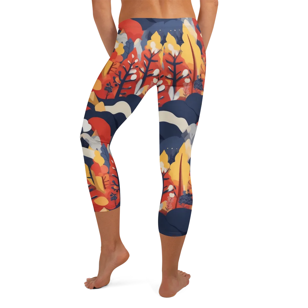 Autumnal Alpine on Capri Leggings — Back