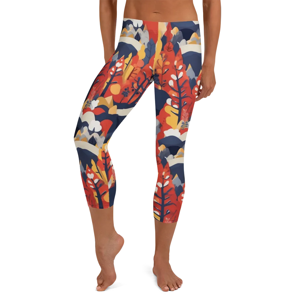 Autumnal Alpine on Capri Leggings — Front