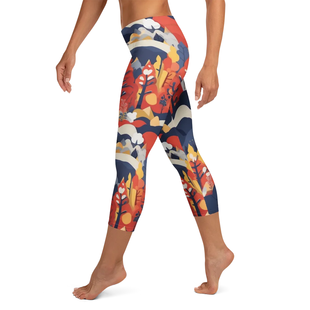 Autumnal Alpine on Capri Leggings — Left