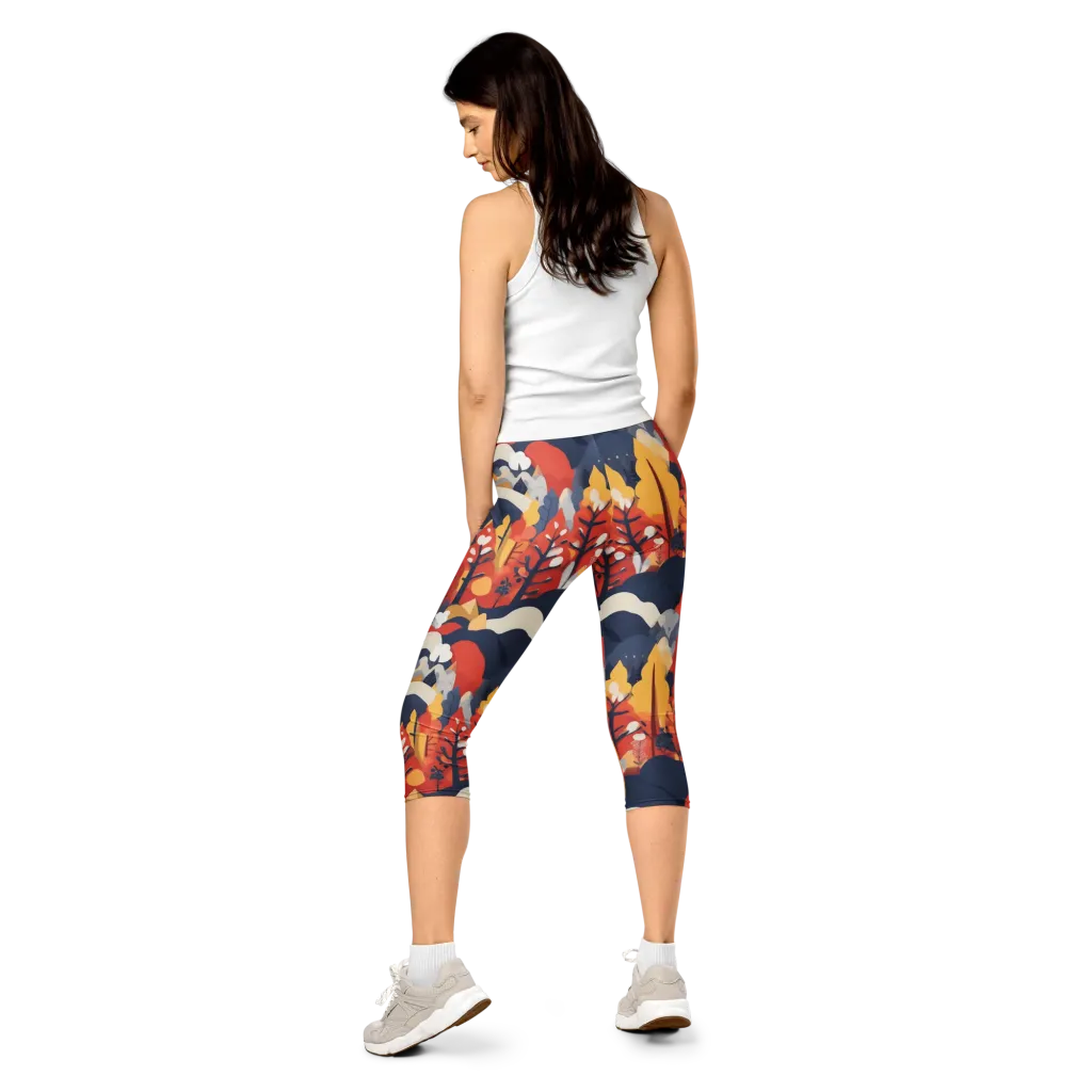 Autumnal Alpine on Capri Leggings — Back