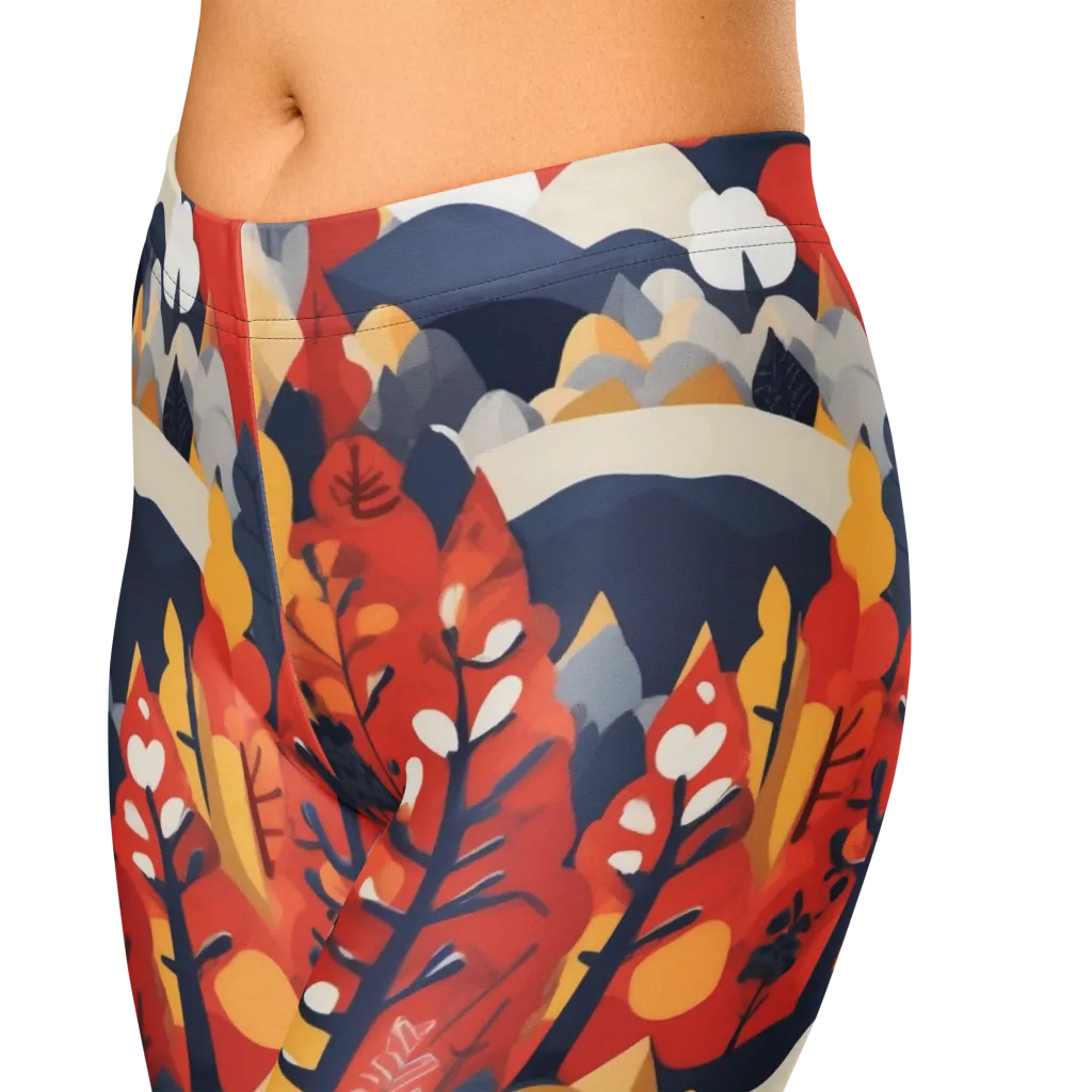 Autumnal Alpine on Capri Leggings — Zoomed-in
