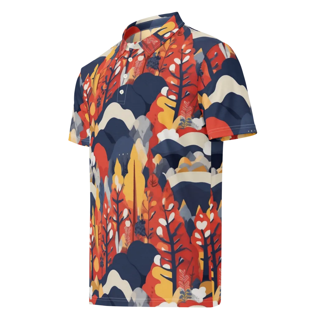 Autumnal Alpine on Men's Slim Fit Polo Shirt — Left Front
