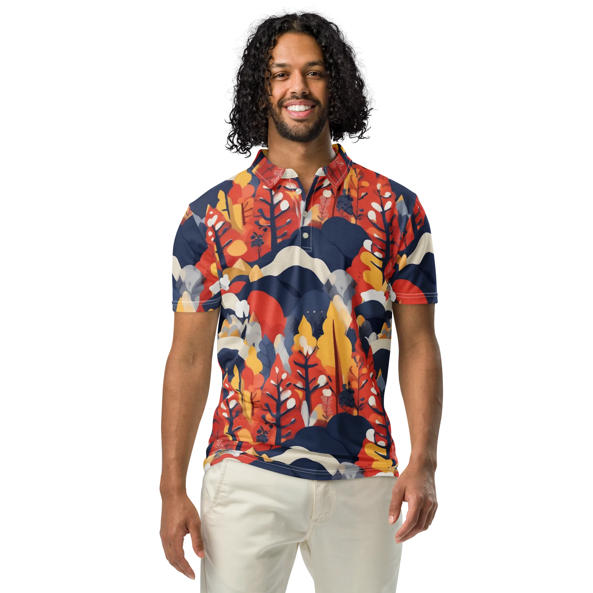 Autumnal Alpine on Men's Slim Fit Polo Shirt — Front