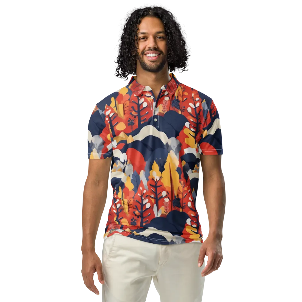 Autumnal Alpine on Men's Slim Fit Polo Shirt — Front