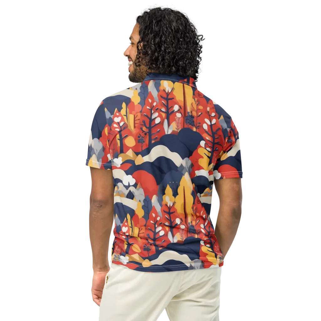 Autumnal Alpine on Men's Slim Fit Polo Shirt — Back