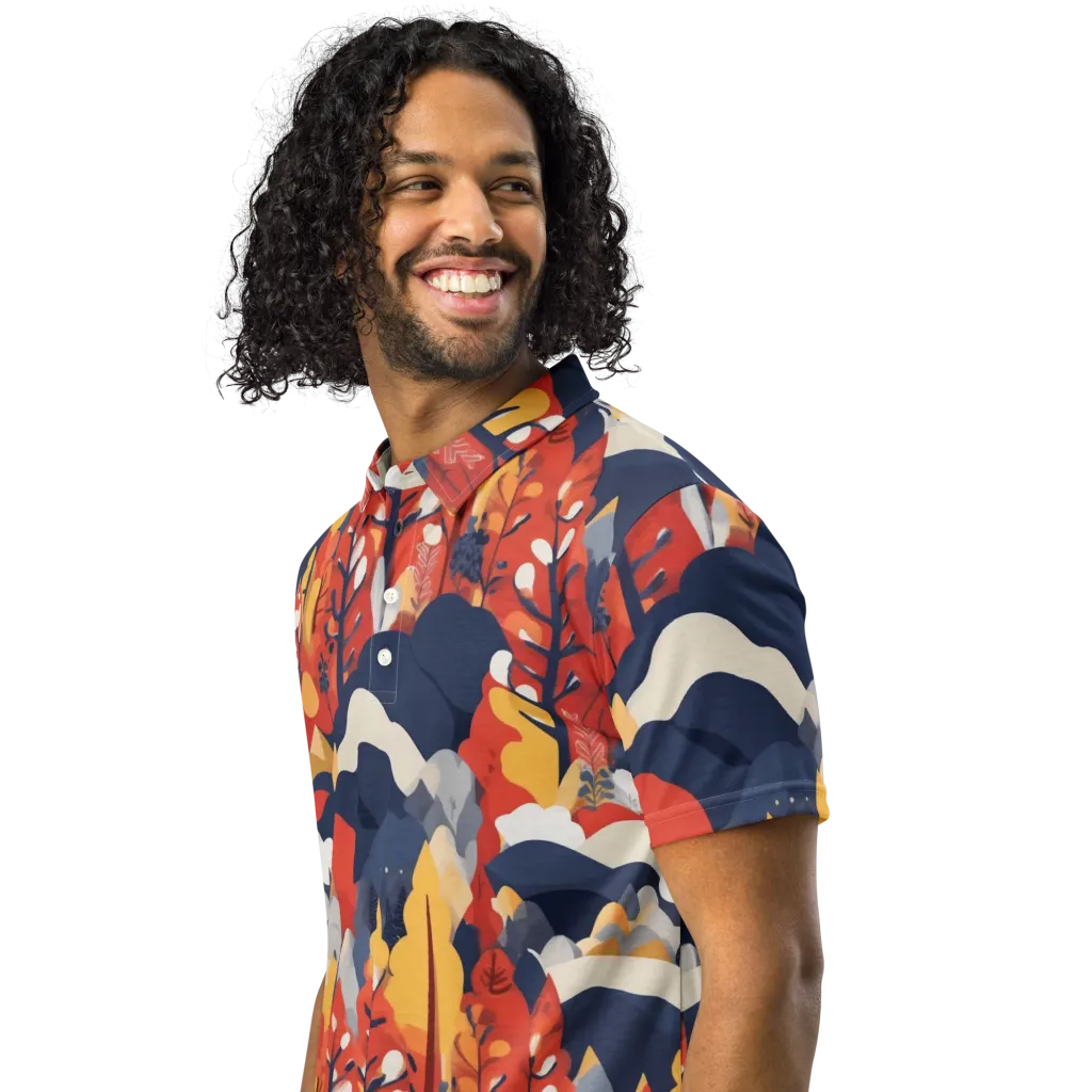 Autumnal Alpine on Men's Slim Fit Polo Shirt — Left Front