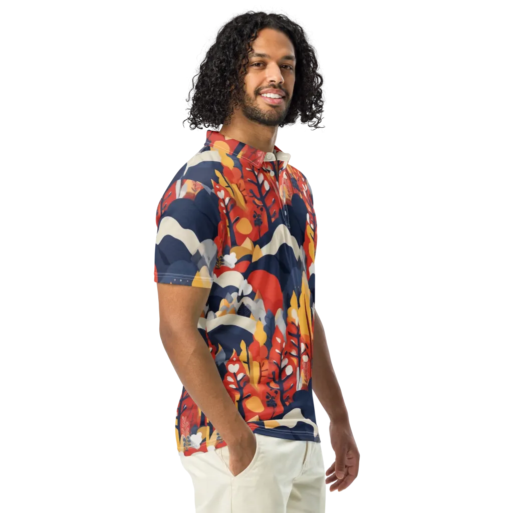 Autumnal Alpine on Men's Slim Fit Polo Shirt — Right Front