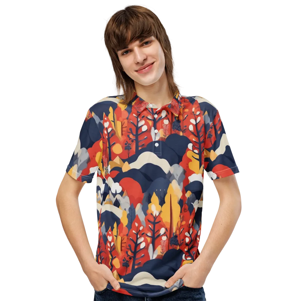 Autumnal Alpine on Men's Slim Fit Polo Shirt — Front