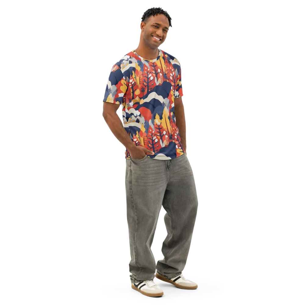 Autumnal Alpine on Men's Cotton Crew Neck T-Shirt — Right Front