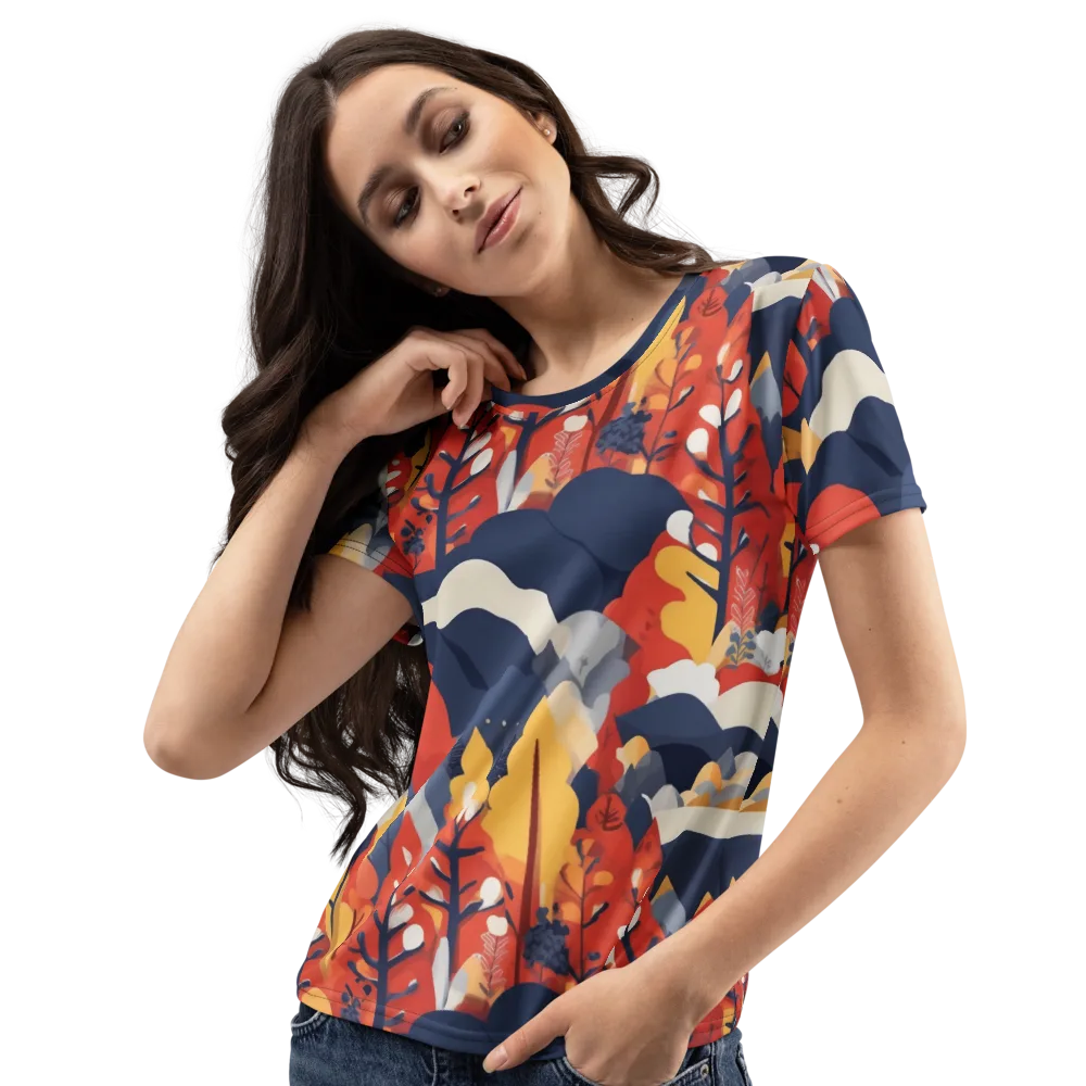 Autumnal Alpine on Women's Crew Neck T-Shirt — Left Front