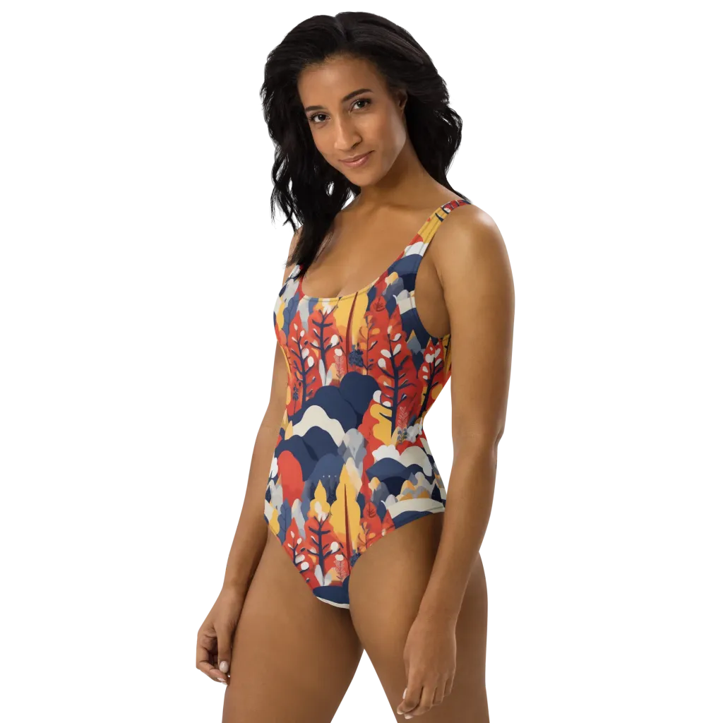 Autumnal Alpine on One-Piece Swimsuit — Left