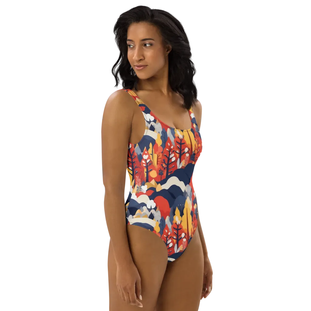 Autumnal Alpine on One-Piece Swimsuit — Right