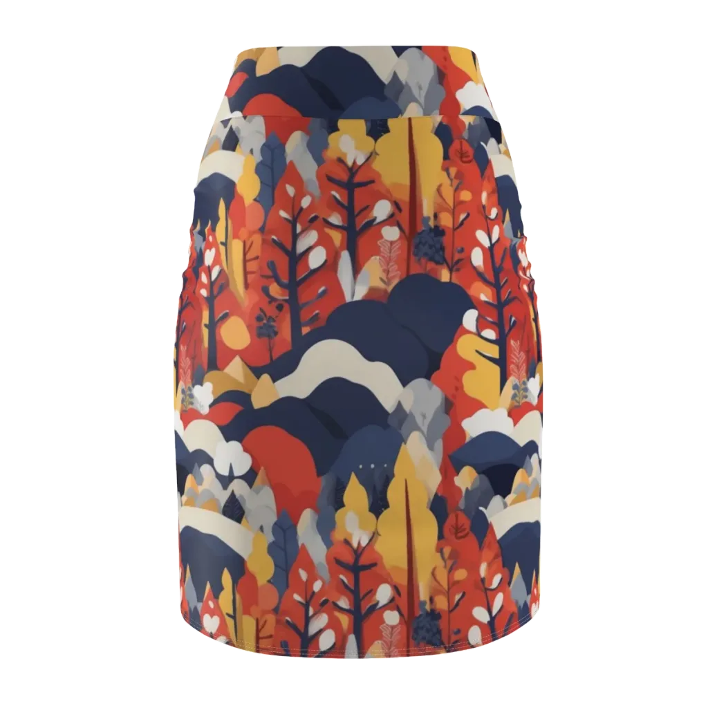Autumnal Alpine on Pencil Skirt — Back