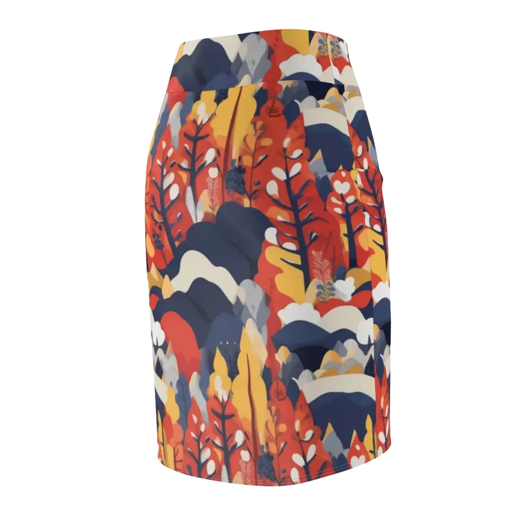 Autumnal Alpine on Pencil Skirt — Back Side