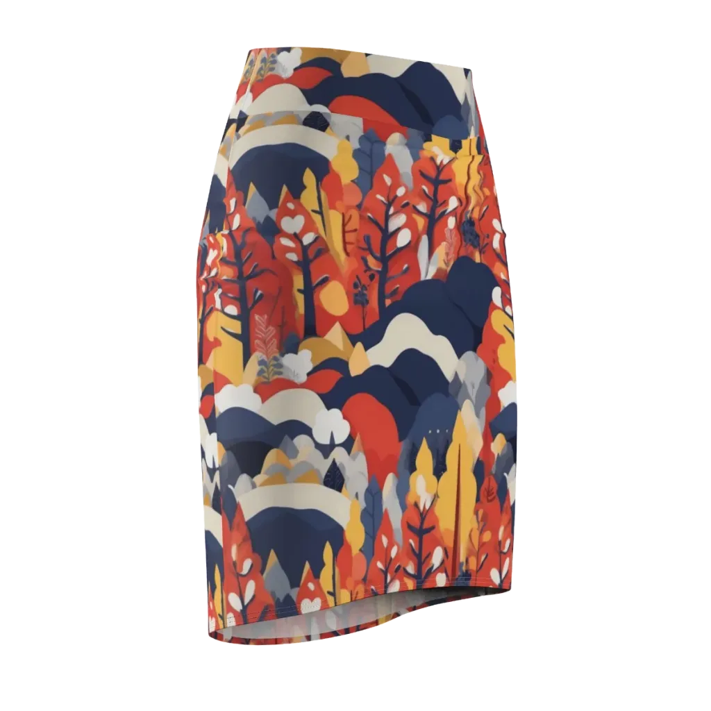 Autumnal Alpine on Pencil Skirt — Front Side