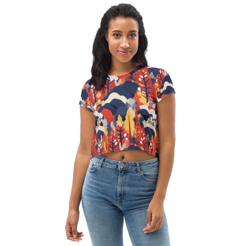 Autumnal Alpine on Crop Tee — Front