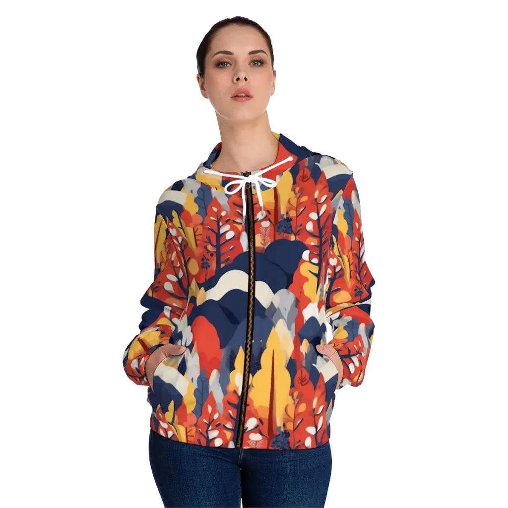 Autumnal Alpine on Women's Full-Zip Hoodie — Front On Person