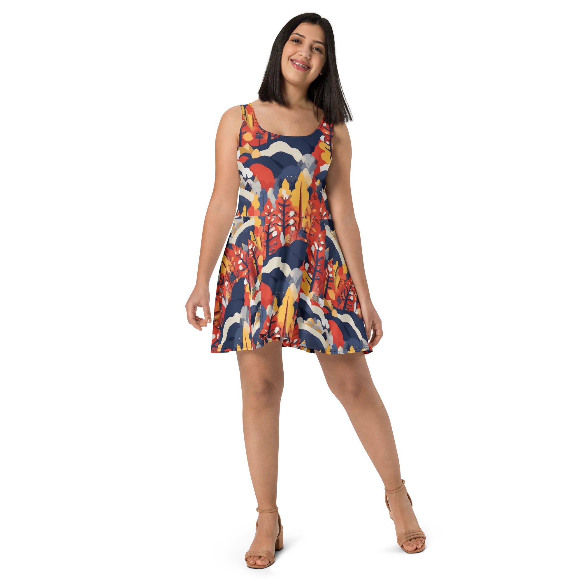 Autumnal Alpine on Skater Dress — Front