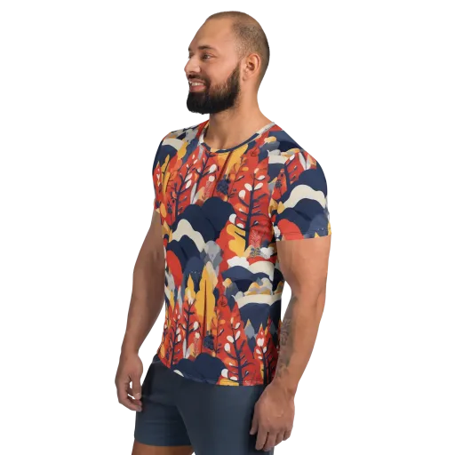 Autumnal Alpine on a Men's Athletic T-Shirt