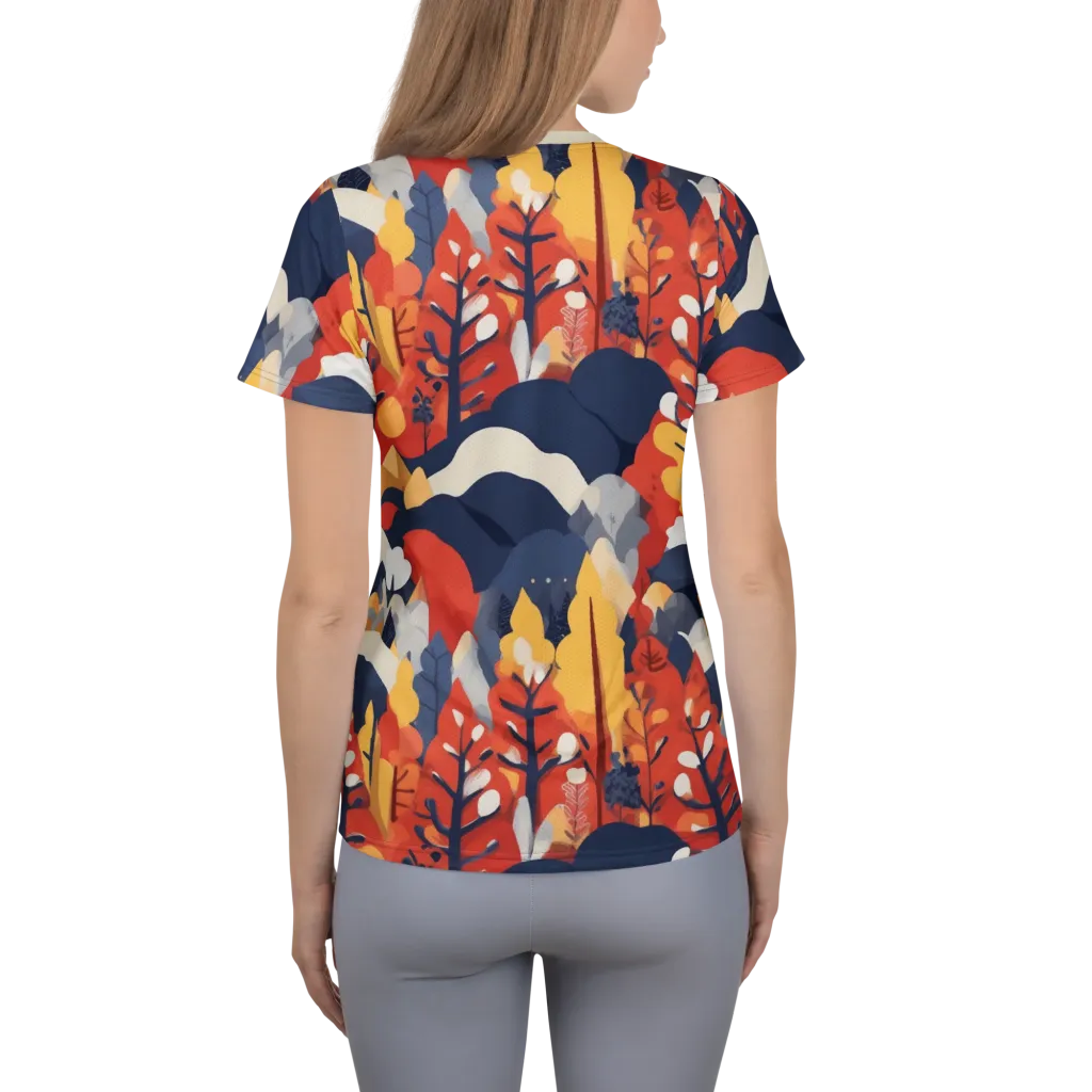 Autumnal Alpine on Women's Athletic T-Shirt — Back
