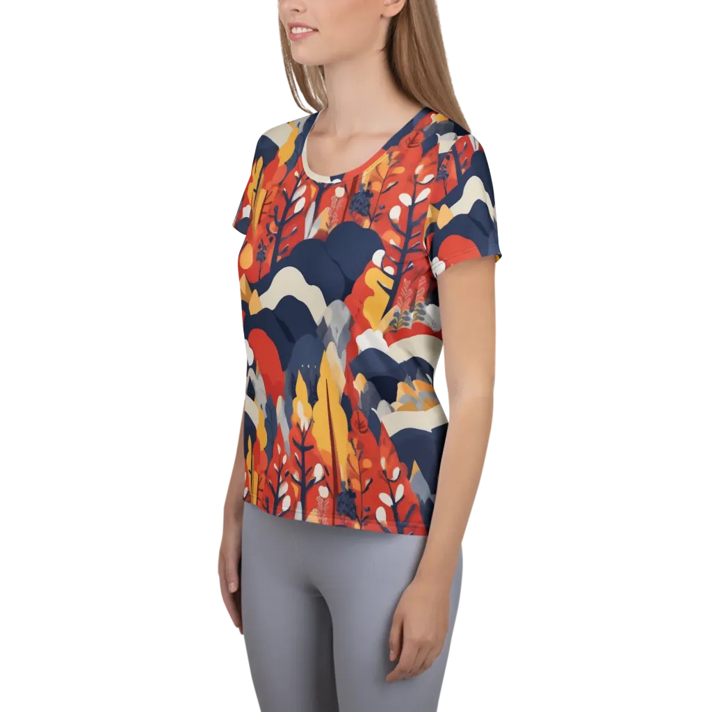 Autumnal Alpine on Women's Athletic T-Shirt — Left