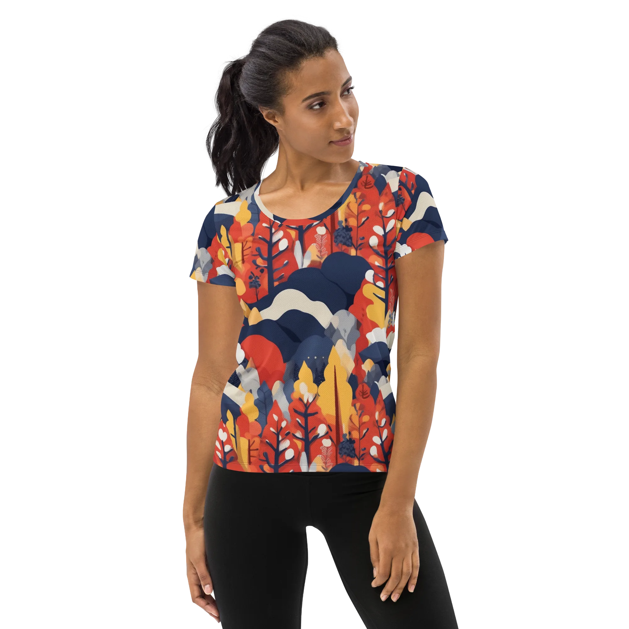 Autumnal Alpine on Women's Athletic T-Shirt — Front