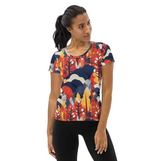 Autumnal Alpine on a Women's Athletic T-Shirt