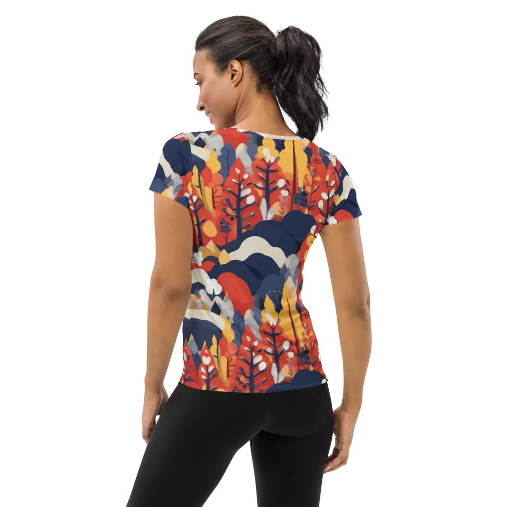 Autumnal Alpine on Women's Athletic T-Shirt — Back