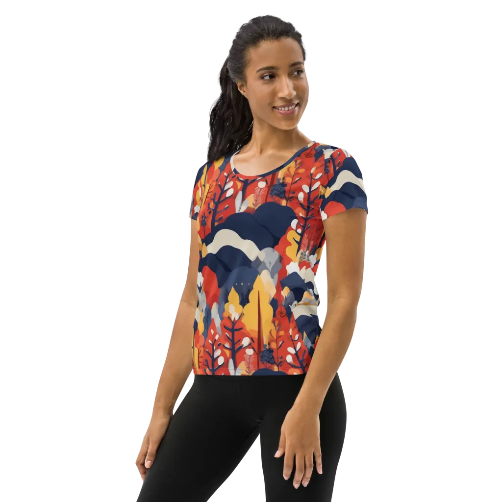 Autumnal Alpine on Women's Athletic T-Shirt — Left