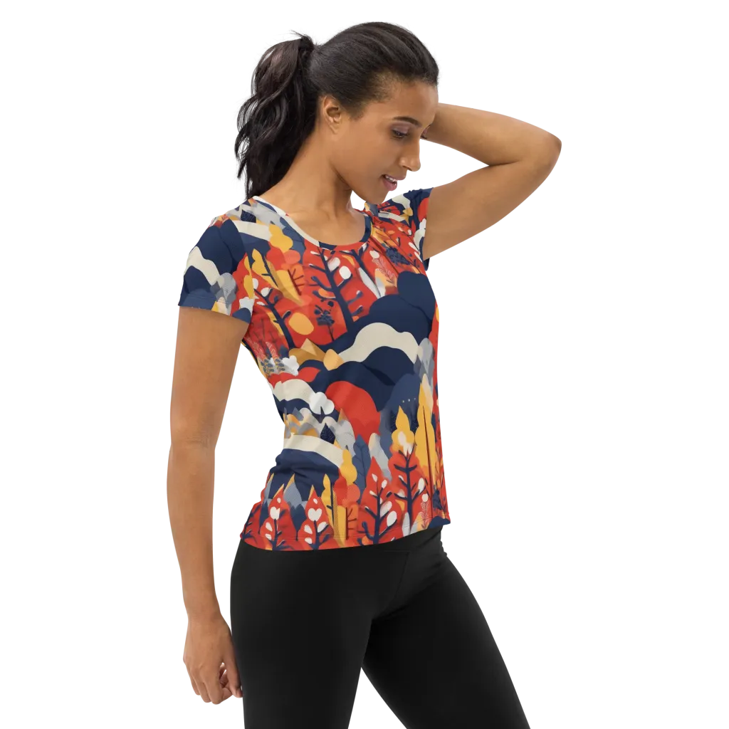 Autumnal Alpine on Women's Athletic T-Shirt — Right