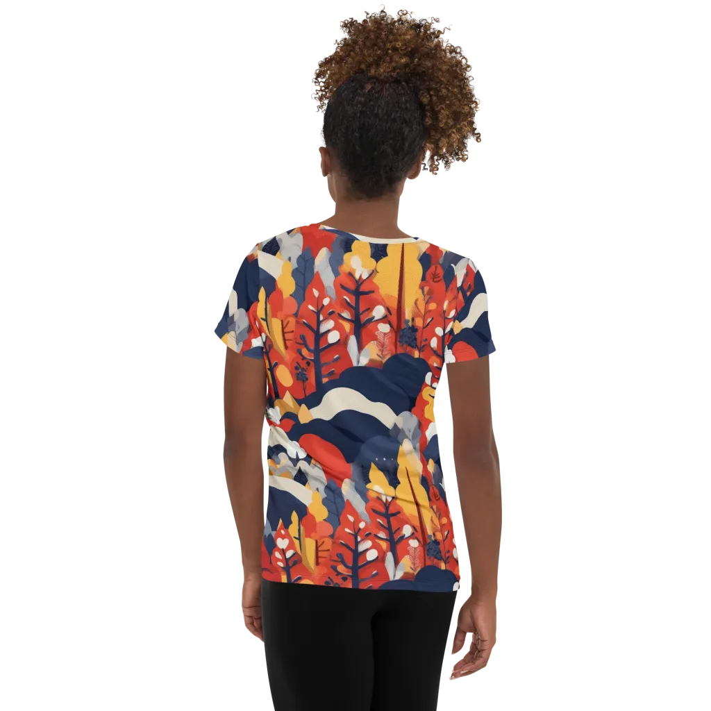Autumnal Alpine on Women's Athletic T-Shirt — Back