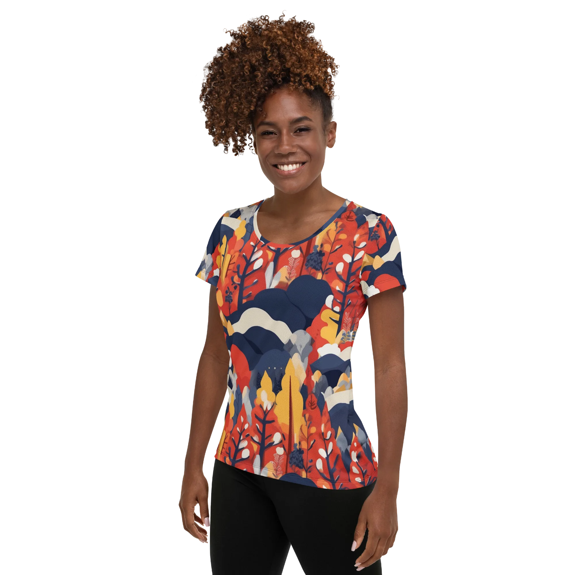 Autumnal Alpine on Women's Athletic T-Shirt — Left