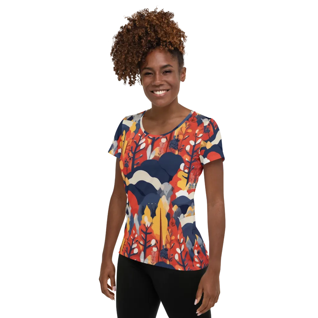 Autumnal Alpine on Women's Athletic T-Shirt — Left