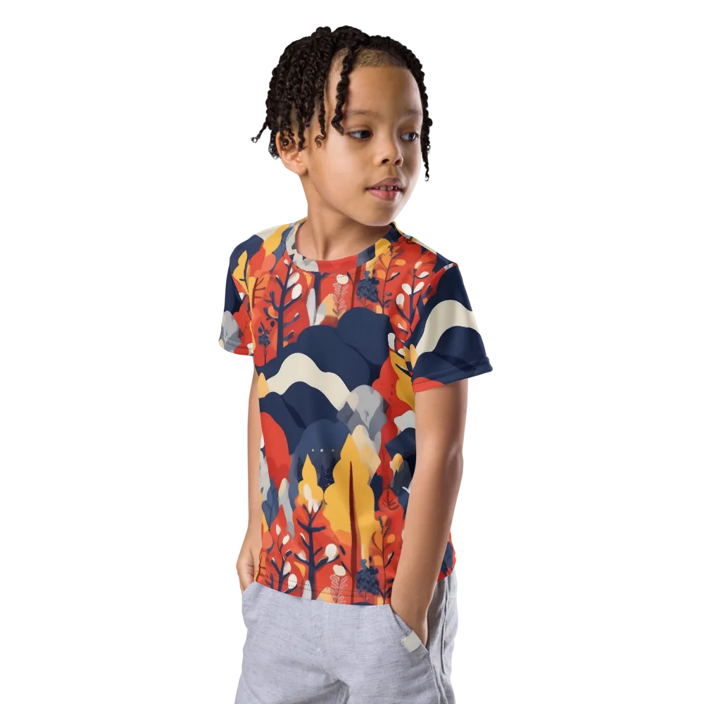 Autumnal Alpine on Kids Crew Neck T-Shirt — Left Front