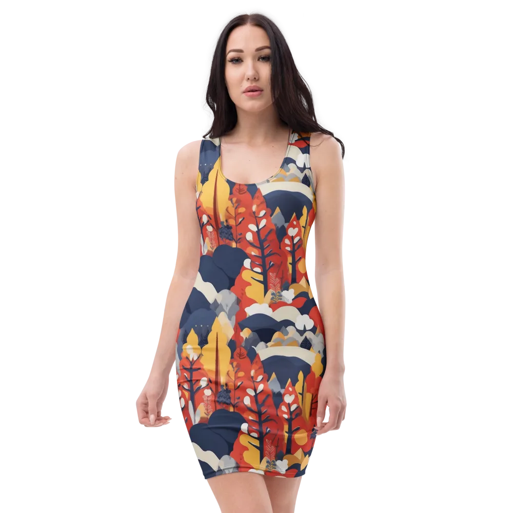 Autumnal Alpine on Bodycon Dress — Front