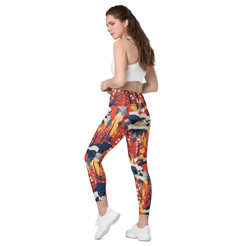 Autumnal Alpine on Leggings with Pockets — Left Back