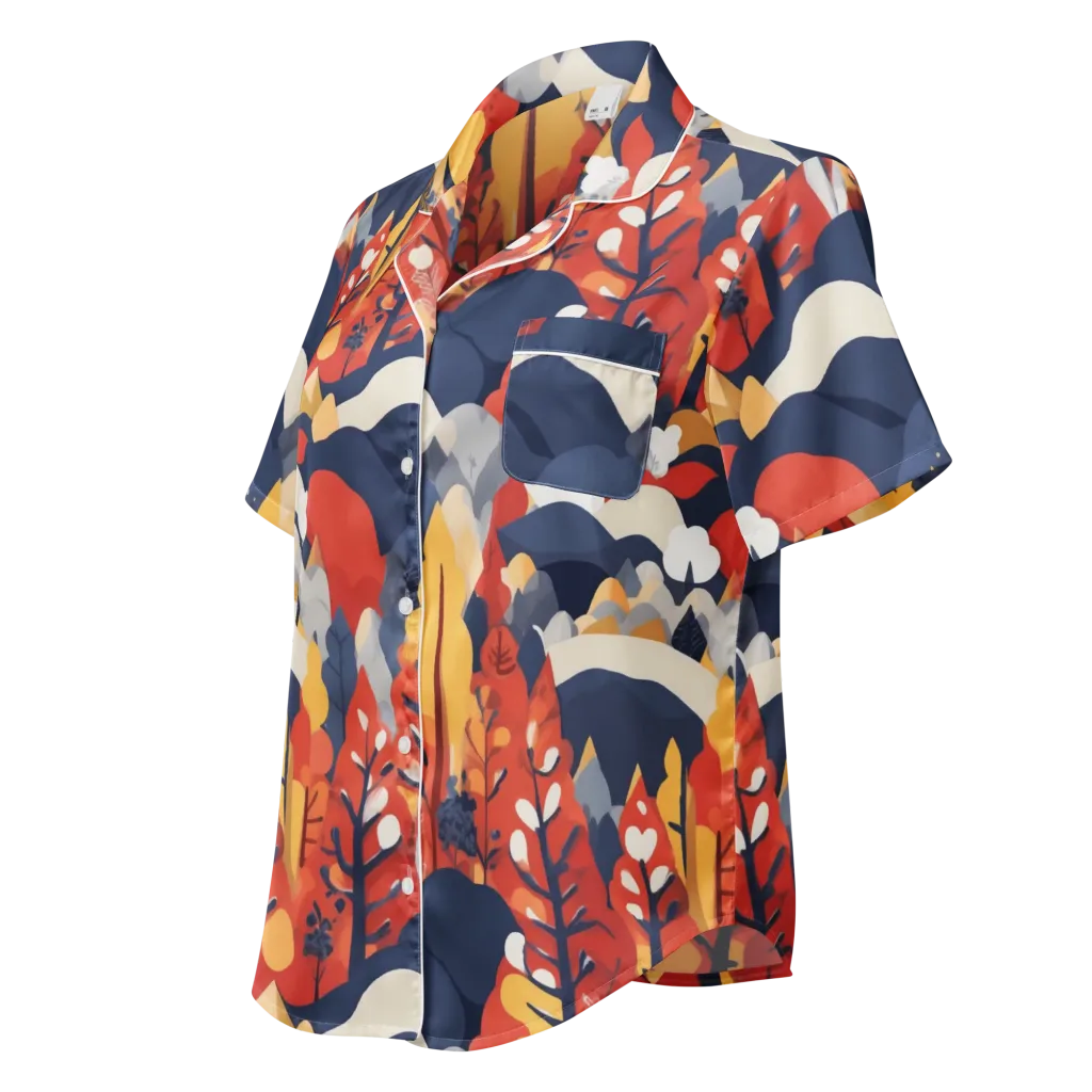 Autumnal Alpine on Women's Short Sleeve Pajama Top — Left Front