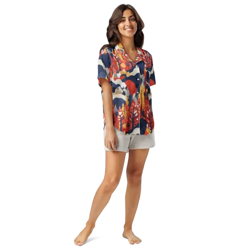 Autumnal Alpine on a Women's Short Sleeve Pajama Top