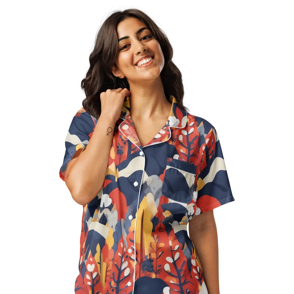 Autumnal Alpine on Women's Short Sleeve Pajama Top — Front
