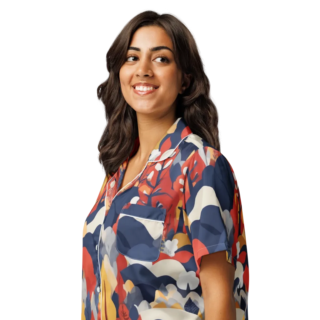 Autumnal Alpine on Women's Short Sleeve Pajama Top — Left Front